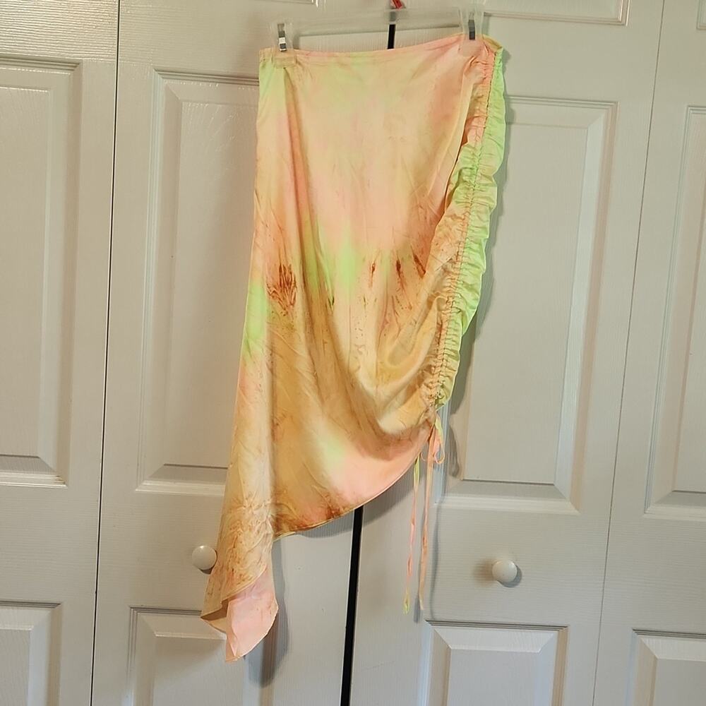 DO+BE Womens Mandy Skirt Size SM High Side Slit Ruched Colorful Beach Evening